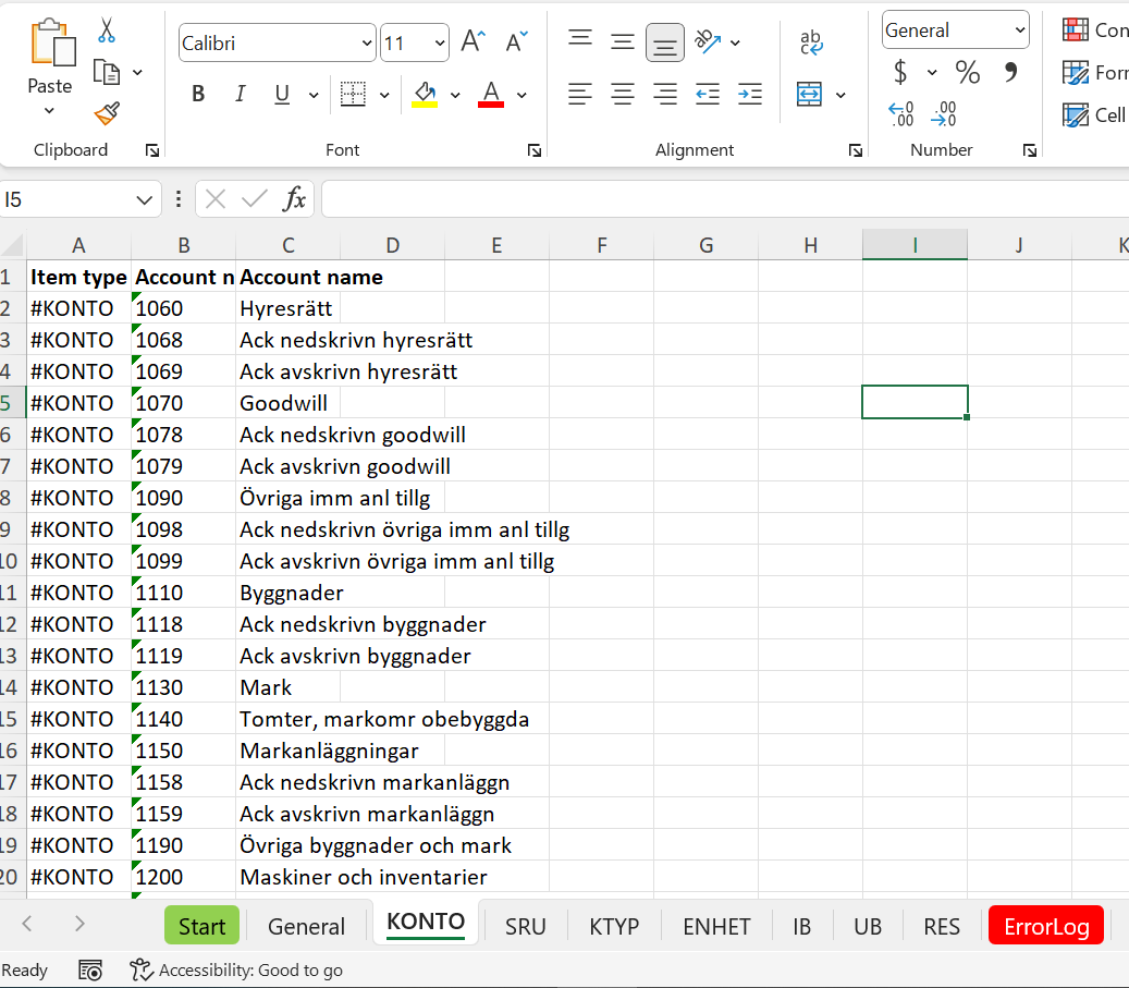 Verktyg för att skapa & redigera SIE1-filer i Excel