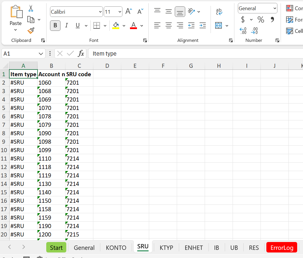 Verktyg för att skapa & redigera SIE1-filer i Excel