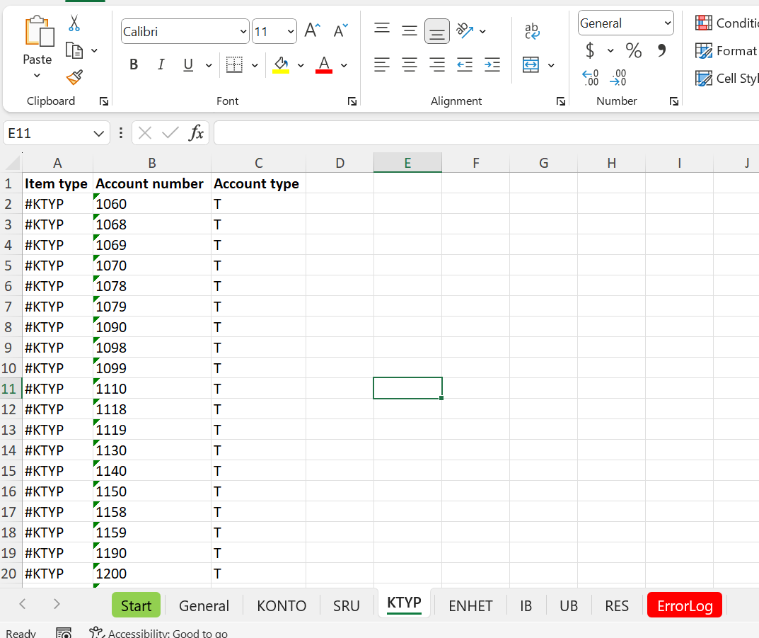 Verktyg för att skapa & redigera SIE1-filer i Excel