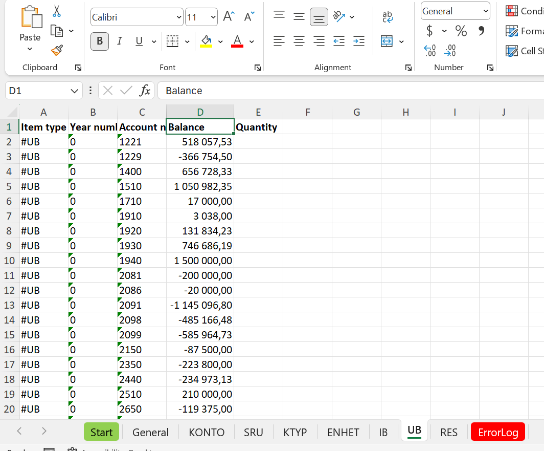 Verktyg för att skapa & redigera SIE1-filer i Excel