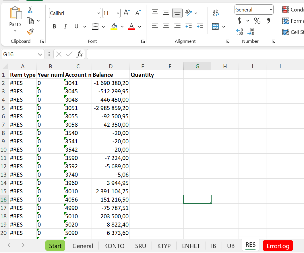 Verktyg för att skapa & redigera SIE1-filer i Excel