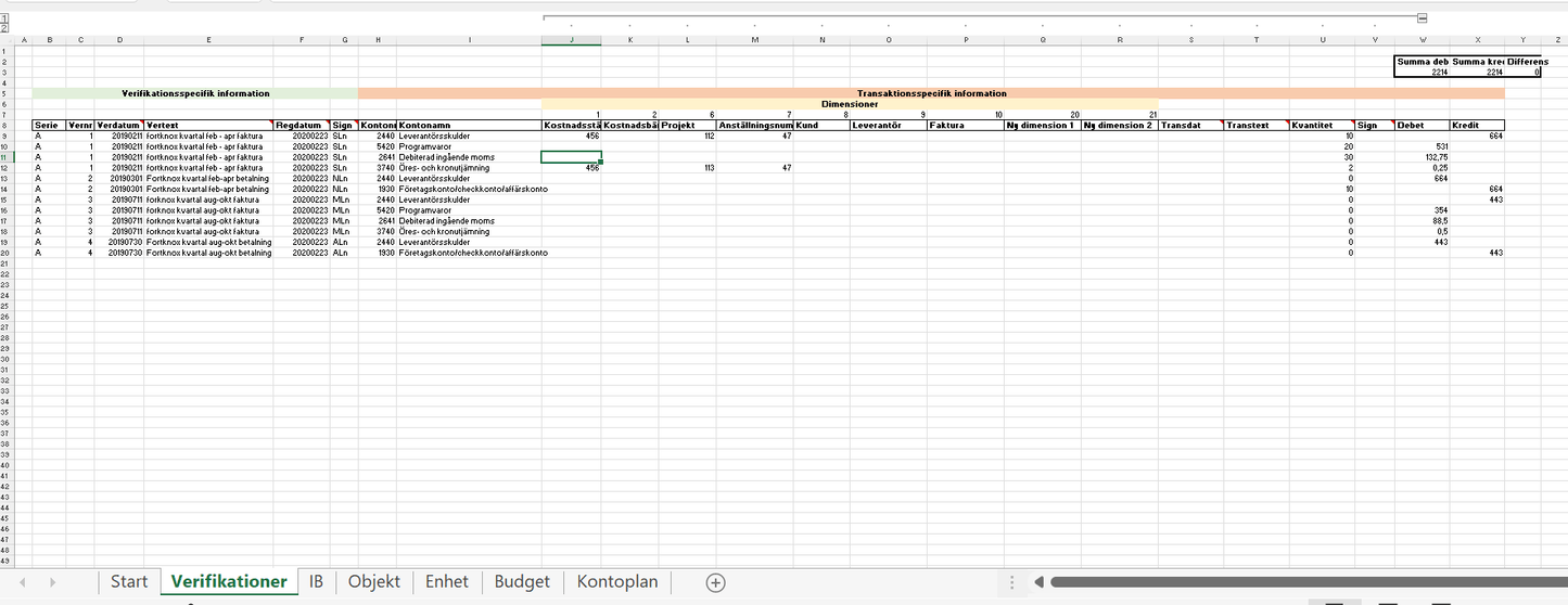 Excel to SIE4 converter