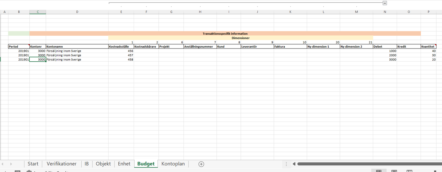 Verktyg för att skapa en SIE-fil från Excel