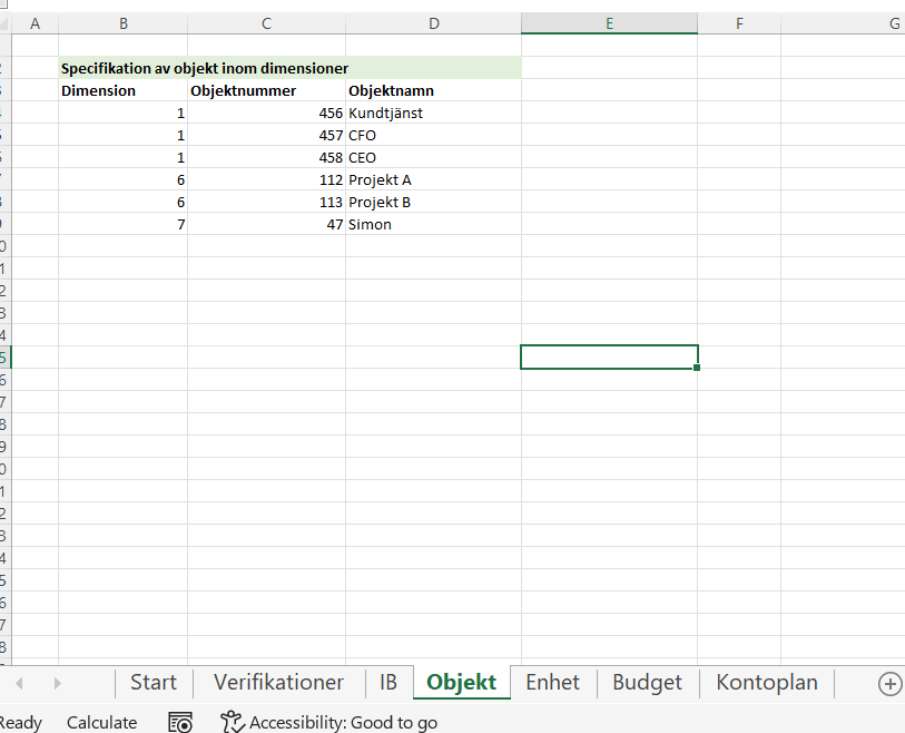 Excel to SIE4 converter