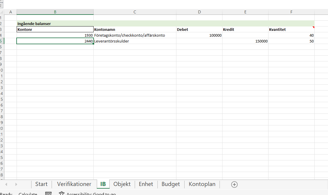 Verktyg för att skapa en SIE-fil från Excel