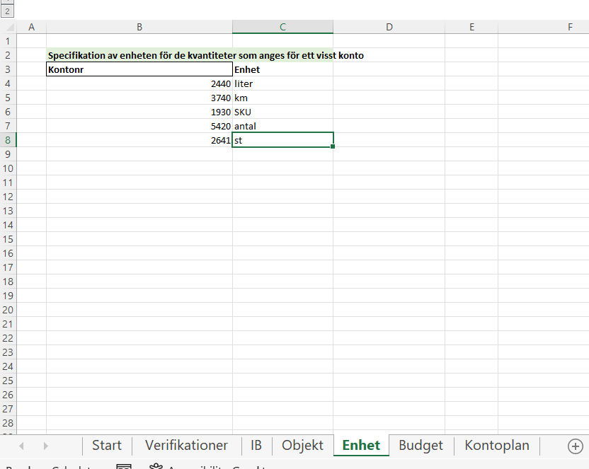 Verktyg för att skapa en SIE-fil från Excel