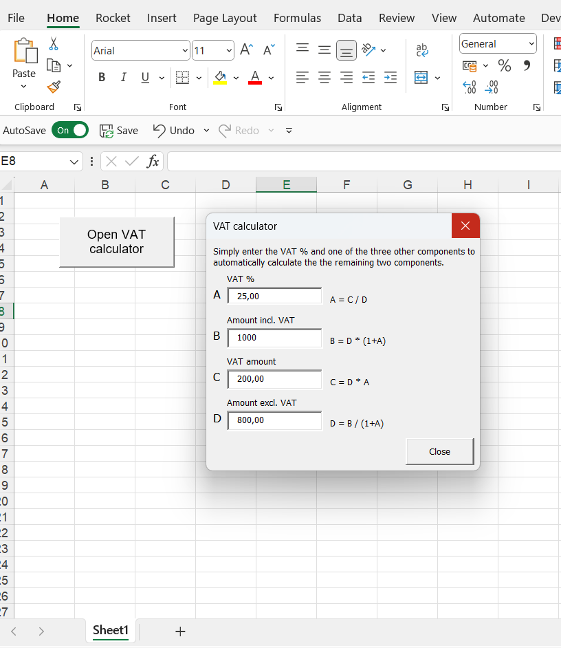 Advanced VAT calculator (VBA powered)