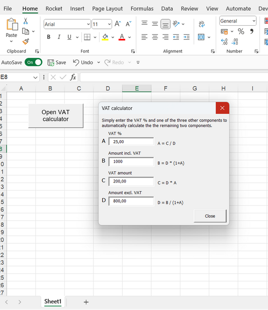 Advanced VAT calculator (VBA powered)